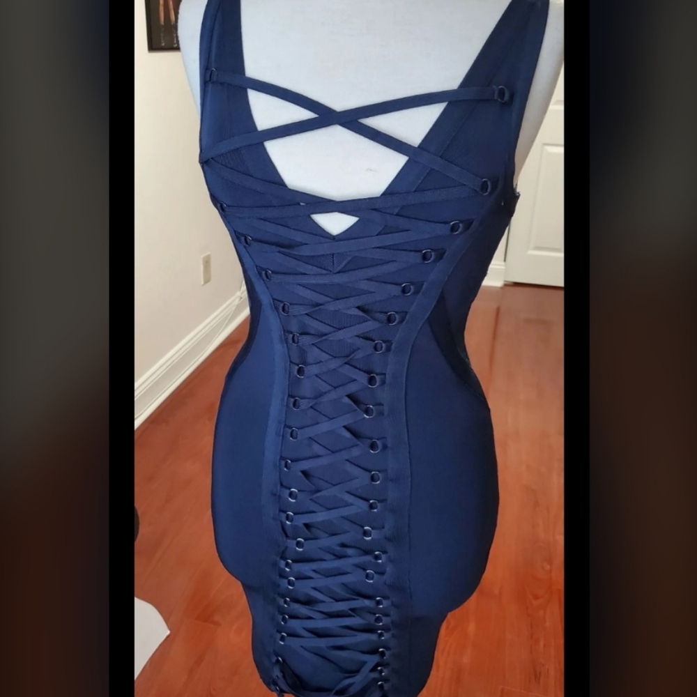 New Guess Navy Bandage Dress
